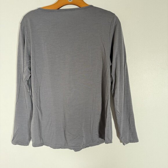 Cloudveil Women's Merino Wool Blend Baselayer Grey Long Sleeve SMALL HOLE size L - Picture 2 of 12